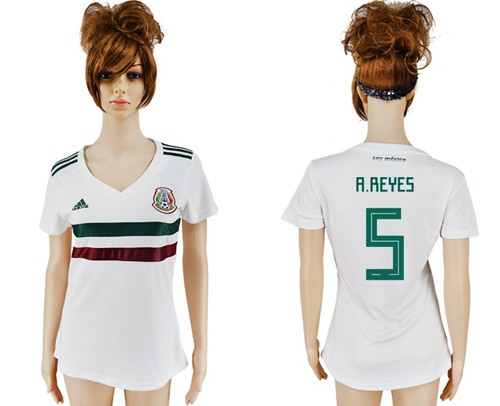 Women's Mexico #5 A.Reyes Away Soccer Country Jersey
